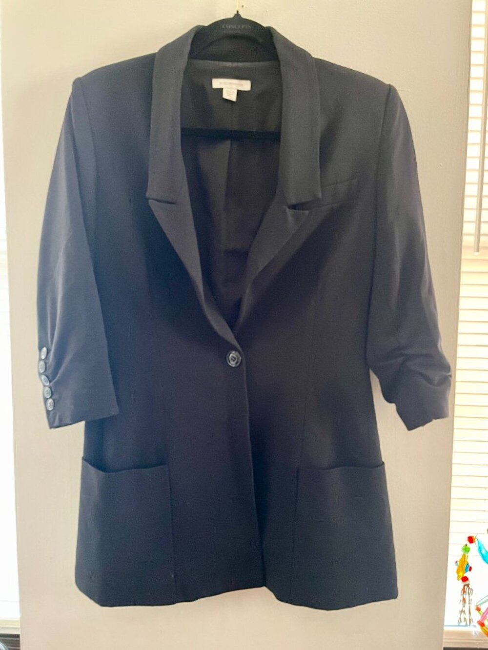 Boston Proper | Black Tailored Blazer – 3/4 Sleeve, Chic Jacket